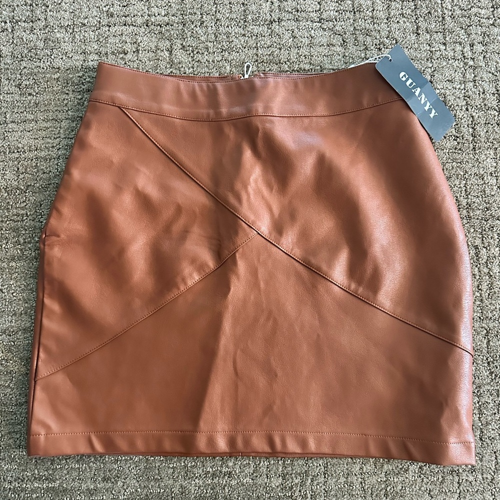 Tan/brown leather skirt